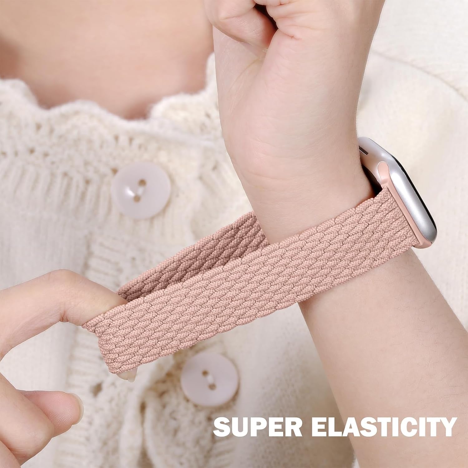 Braided Nylon Elastic Loop Compatible with Apple Watch Band 38Mm 40Mm 41Mm 42Mm 44Mm 45Mm 46Mm 49Mm Women Men, Soft Stretchy Strap for Iwatch Series 10 9 8 7 6 5 4 3 2 1 SE Ultra 2 1, Multi Colors