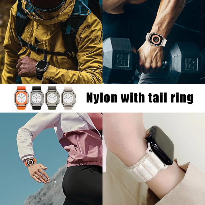 4 Pack Sport Bands Compatible with Apple Watch Ultra 42Mm 44Mm 45Mm 49Mm, Replacement Bands for Apple Watch, Adjustable Sport with Titanium G-Hook Braided Bands for Iwatch Series 9/8/7/6/5/4/3/2/1/SE