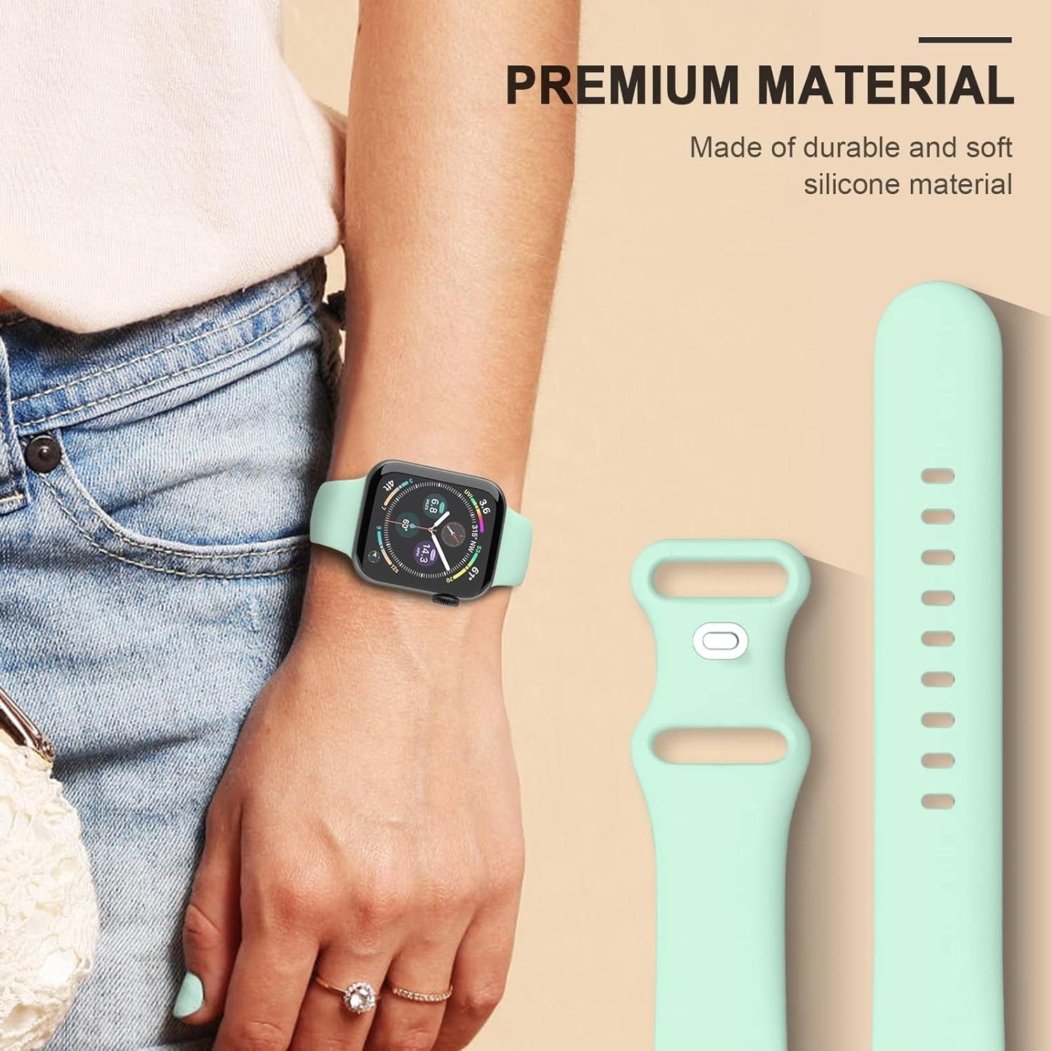 6 Pack Sports Watch Band for Apple Watch 49Mm 46Mm 45Mm 44Mm 42Mm 41Mm 40Mm 38Mm Soft Silicone Waterproof Straps Women Men Replacement Strap for Iwatch Series 10 9 8 7 6 5 4 3 2 1 SE Ultra2/1
