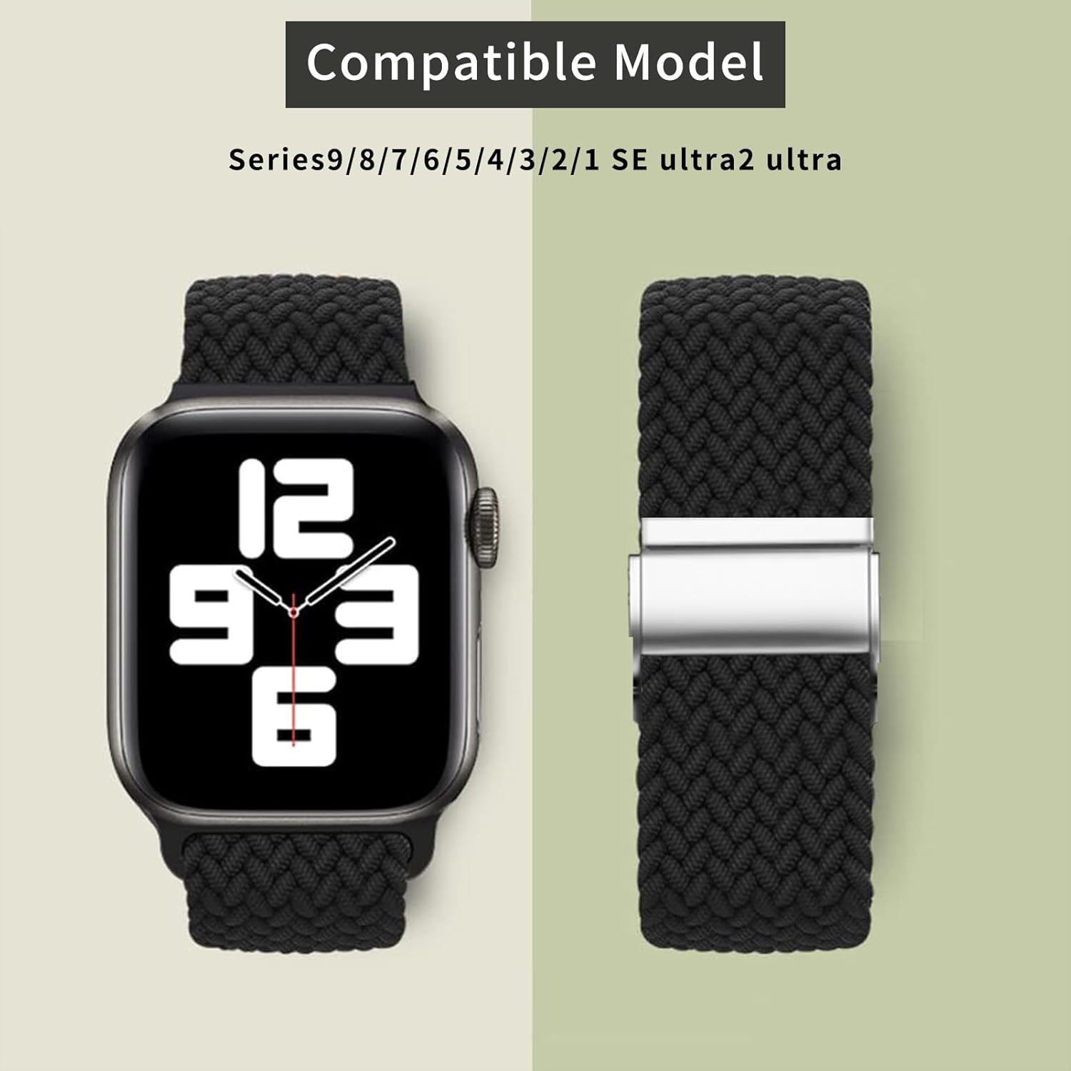 Compatible with Apple Watch Strap Band 49Mm 46Mm 45Mm 44Mm 42Mm Braided Band Replacement Bands Adjustable Stretchable Elastics Sport Wristband for Iwatch Ultra2 Ultra Series10/9/8/7/6/Se/5/4/3/2/1