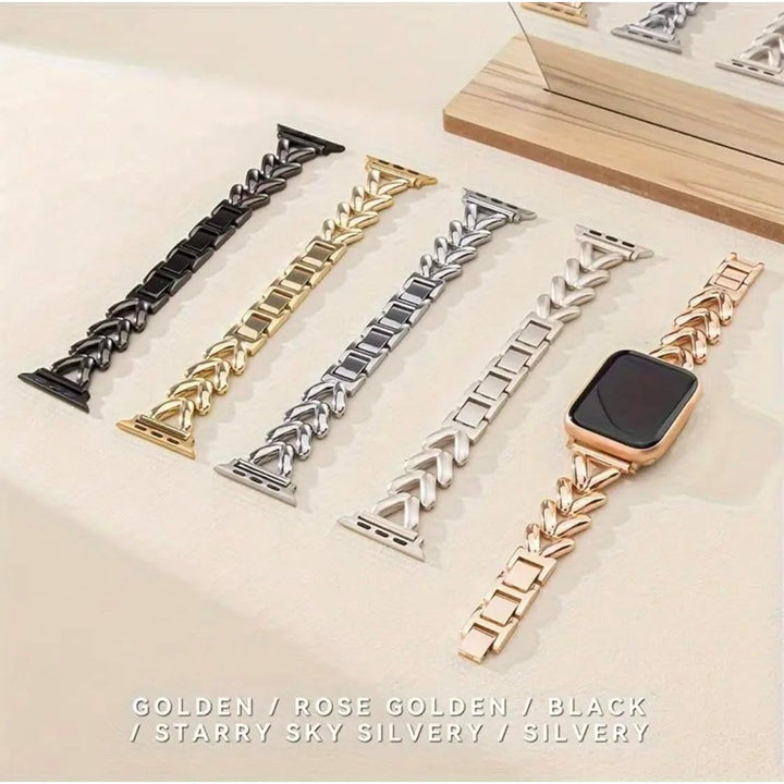 Metal Bracelet Compatible for Apple Watch Band 38Mm 40Mm 41Mm 42Mm 44Mm 45Mm 46Mm 49Mm, Dressy Bangle Chain Watch Strap for Iwatch Series 10/9/8/7/6/5/4/3/2/1/Se/Ultra