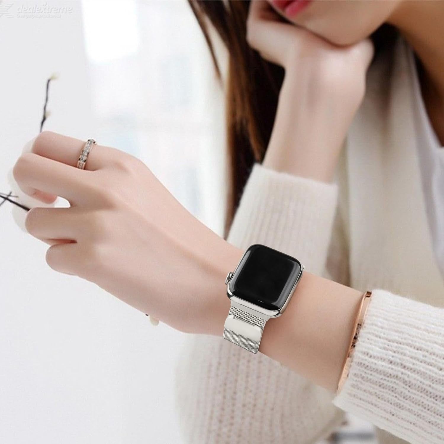 Metal Bands for Apple Watch Bands 49Mm 45Mm 44Mm 42Mm 41Mm 40Mm 38Mm Women Men, Stainless Steel Loop Magnetic Milanese Mesh Strap for Apple Watch Ultra Iwatch Series 9/8/7/SE/6/5/4/3/2/1