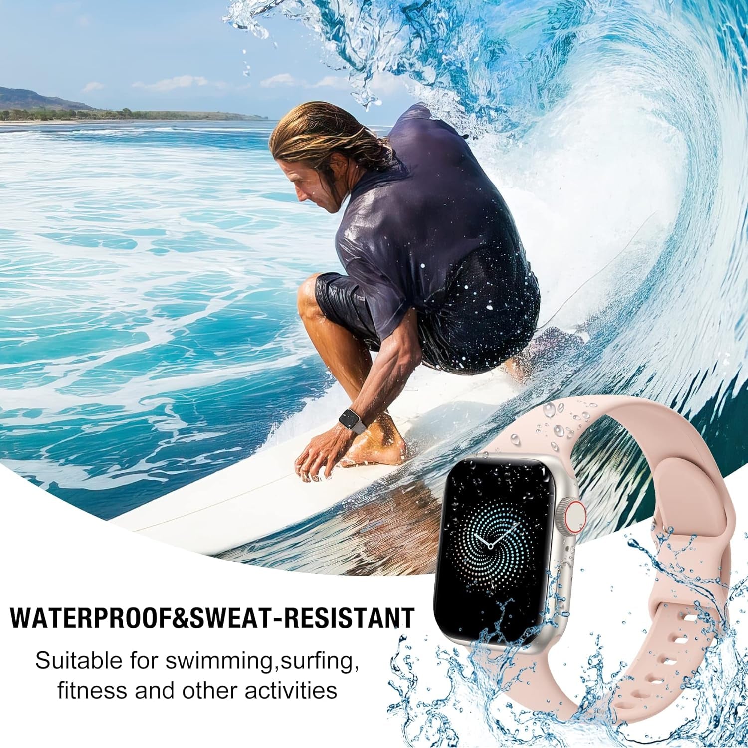 6 Pack Sports Watch Band for Apple Watch 49Mm 46Mm 45Mm 44Mm 42Mm 41Mm 40Mm 38Mm Soft Silicone Waterproof Straps Women Men Replacement Strap for Iwatch Series 10 9 8 7 6 5 4 3 2 1 SE Ultra2/1