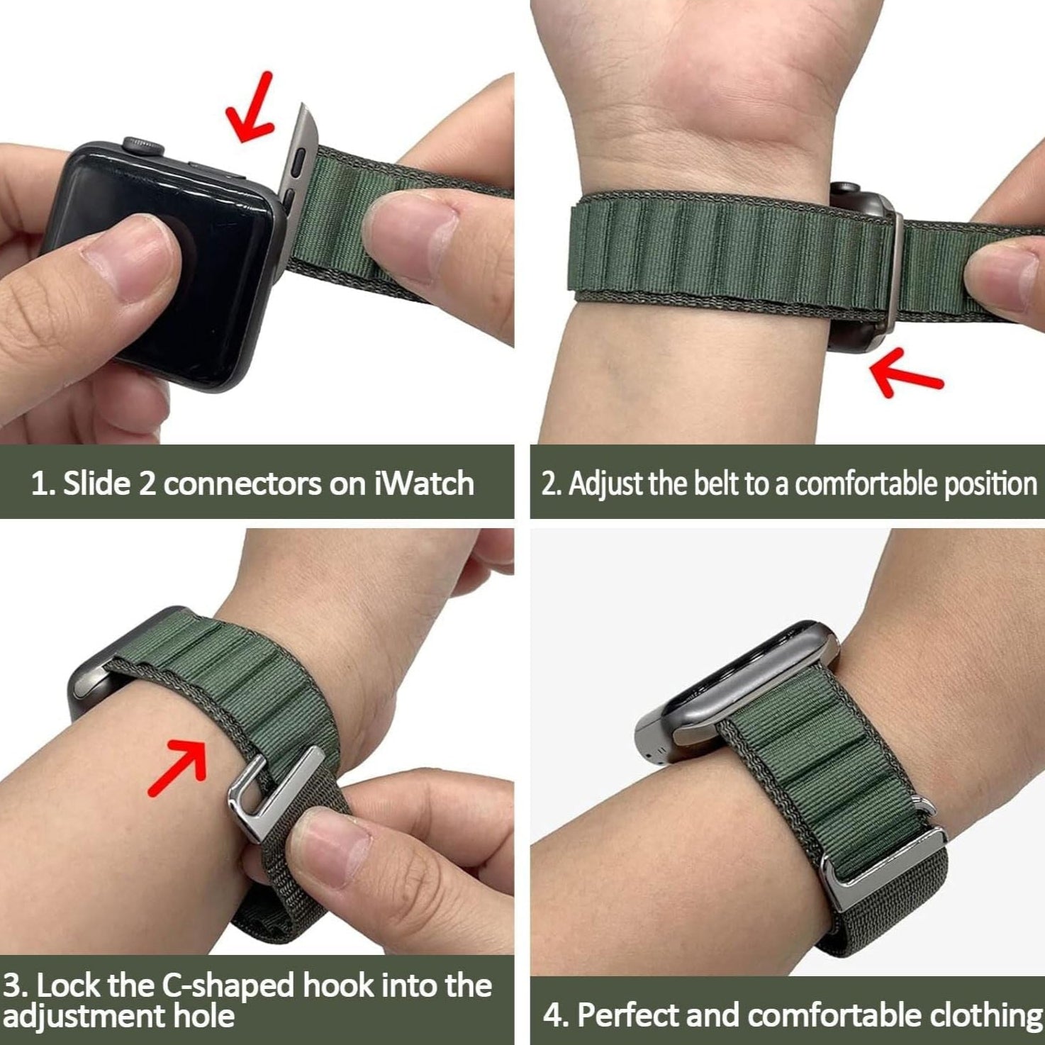 4 Pack Sport Bands Compatible with Apple Watch Ultra 42Mm 44Mm 45Mm 49Mm, Replacement Bands for Apple Watch, Adjustable Sport with Titanium G-Hook Braided Bands for Iwatch Series 9/8/7/6/5/4/3/2/1/SE