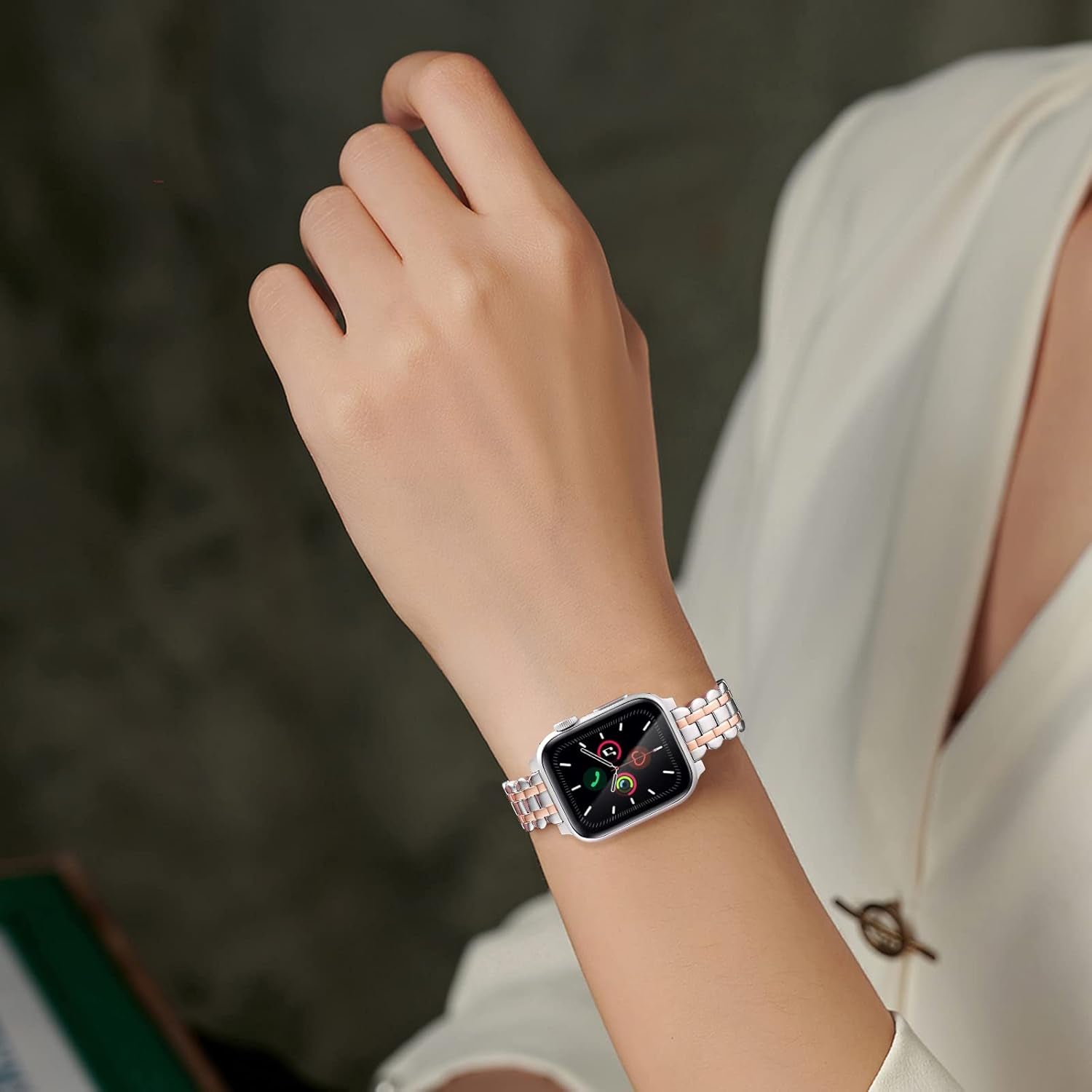Watch Band for Apple Watch Women Bands 38Mm 40Mm 41Mm 42Mm 44Mm 45Mm 49Mm, Metal Thin Stainless Steel Dressy Iwatch Band Adjustable Strap for Series Ultra 8 7 6 5 4 3 2 SE 1