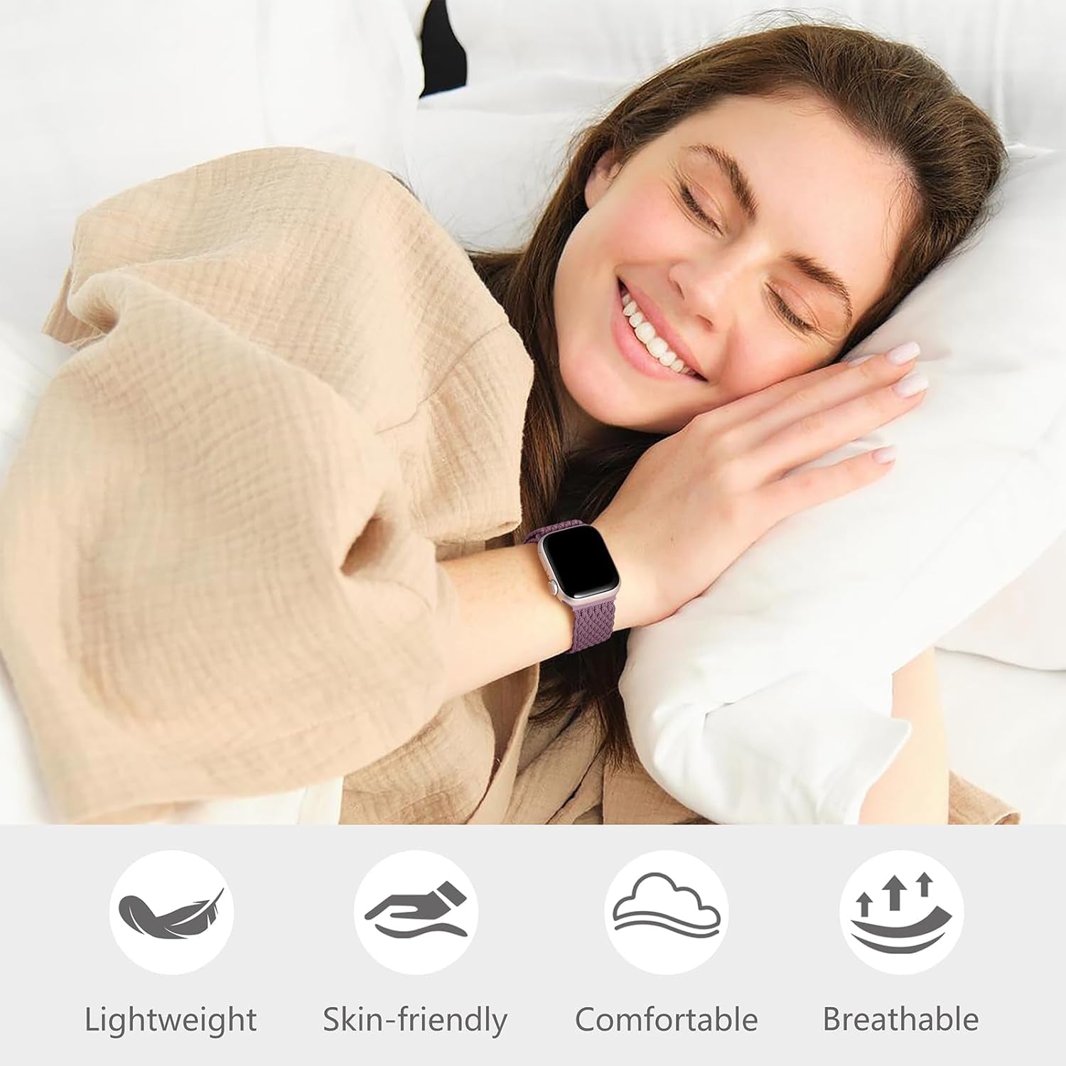 Braided Nylon Elastic Loop Compatible with Apple Watch Band 38Mm 40Mm 41Mm 42Mm 44Mm 45Mm 46Mm 49Mm Women Men, Soft Stretchy Strap for Iwatch Series 10 9 8 7 6 5 4 3 2 1 SE Ultra 2 1, Multi Colors