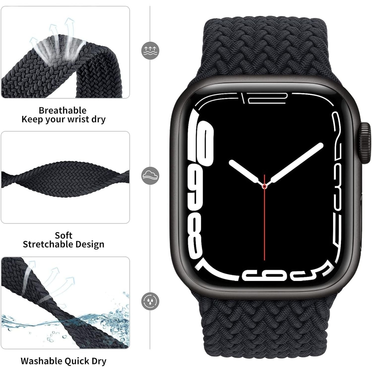 Lace Braided Solo Loop Compatible with Apple Watch Band 38 40 41 42Mm 44 45 46 49Mm for Men Women, Stretchy Nylon Elastic Sport Wristband for Iwatch Series Ultra1/2 SE 1/2 10 9 8 7 6 5 4 3 2 1