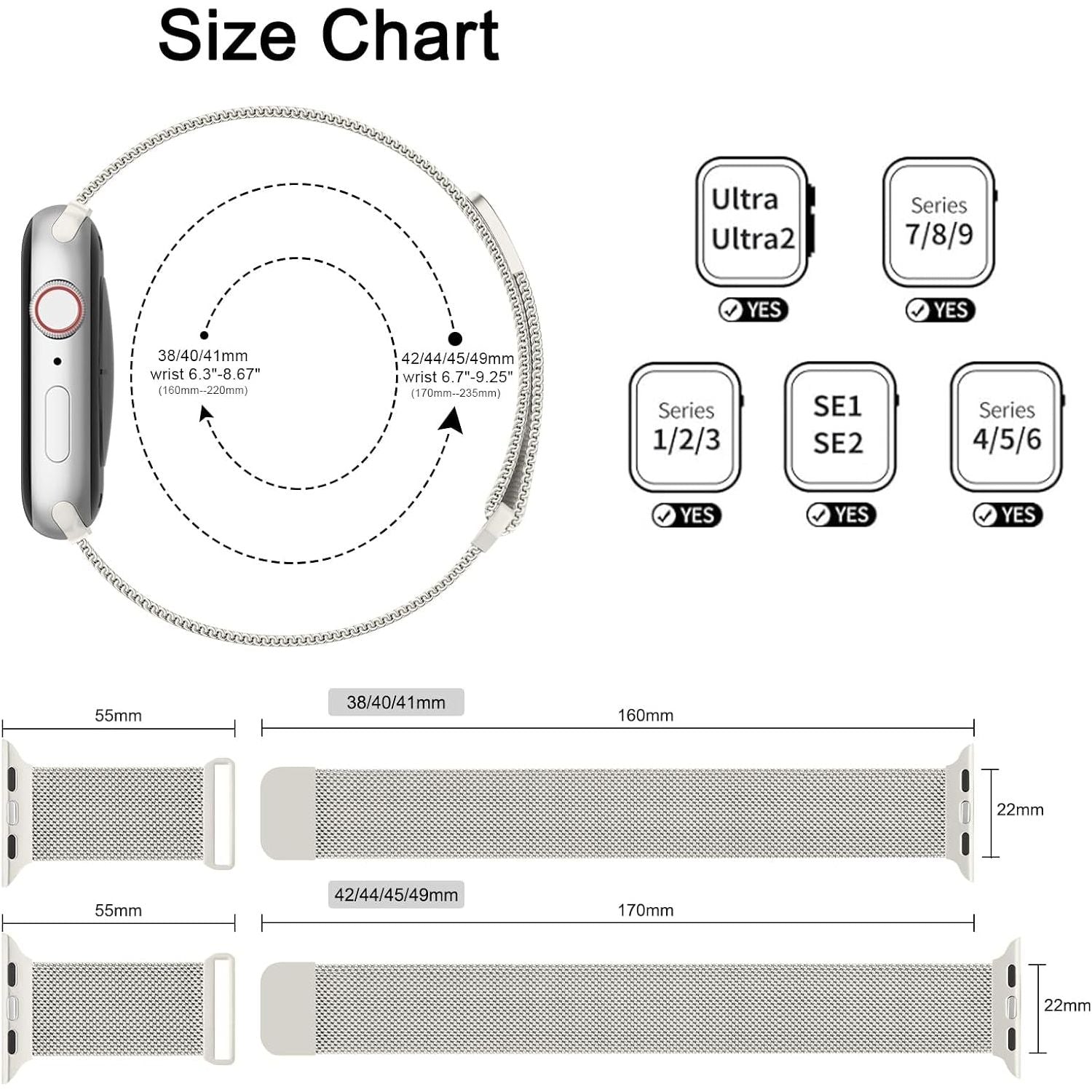 Metal Bands for Apple Watch Bands 49Mm 45Mm 44Mm 42Mm 41Mm 40Mm 38Mm Women Men, Stainless Steel Loop Magnetic Milanese Mesh Strap for Apple Watch Ultra Iwatch Series 9/8/7/SE/6/5/4/3/2/1
