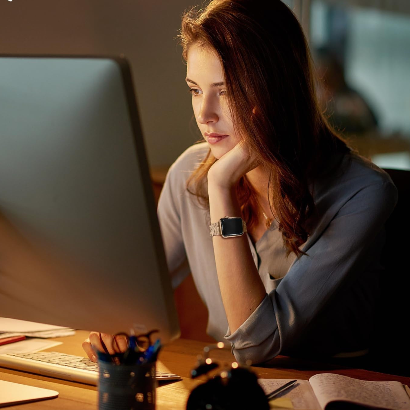 Compatible with Apple Watch Band 49Mm 46Mm 45Mm 44Mm 42Mm 41Mm 40Mm 38Mm Women Men, Stainless Steel Milanese Loop Replacement Iwatch Bands Ultra 2/1 Series 10 9 8 7 6 5 4 3 2 1 SE