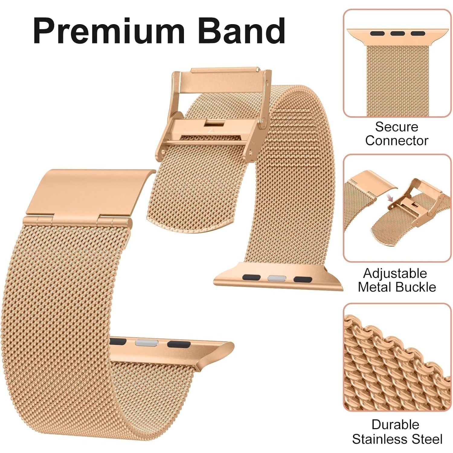 Metal Bands for Apple Watch Band 38Mm 40Mm 41Mm 42Mm Women Men, Soft Magnetic Stainless Steel Milanese Mesh Loop Replacement Strap for Iwatch Series 10/9/8/7/SE/6/5/4/3/2/1