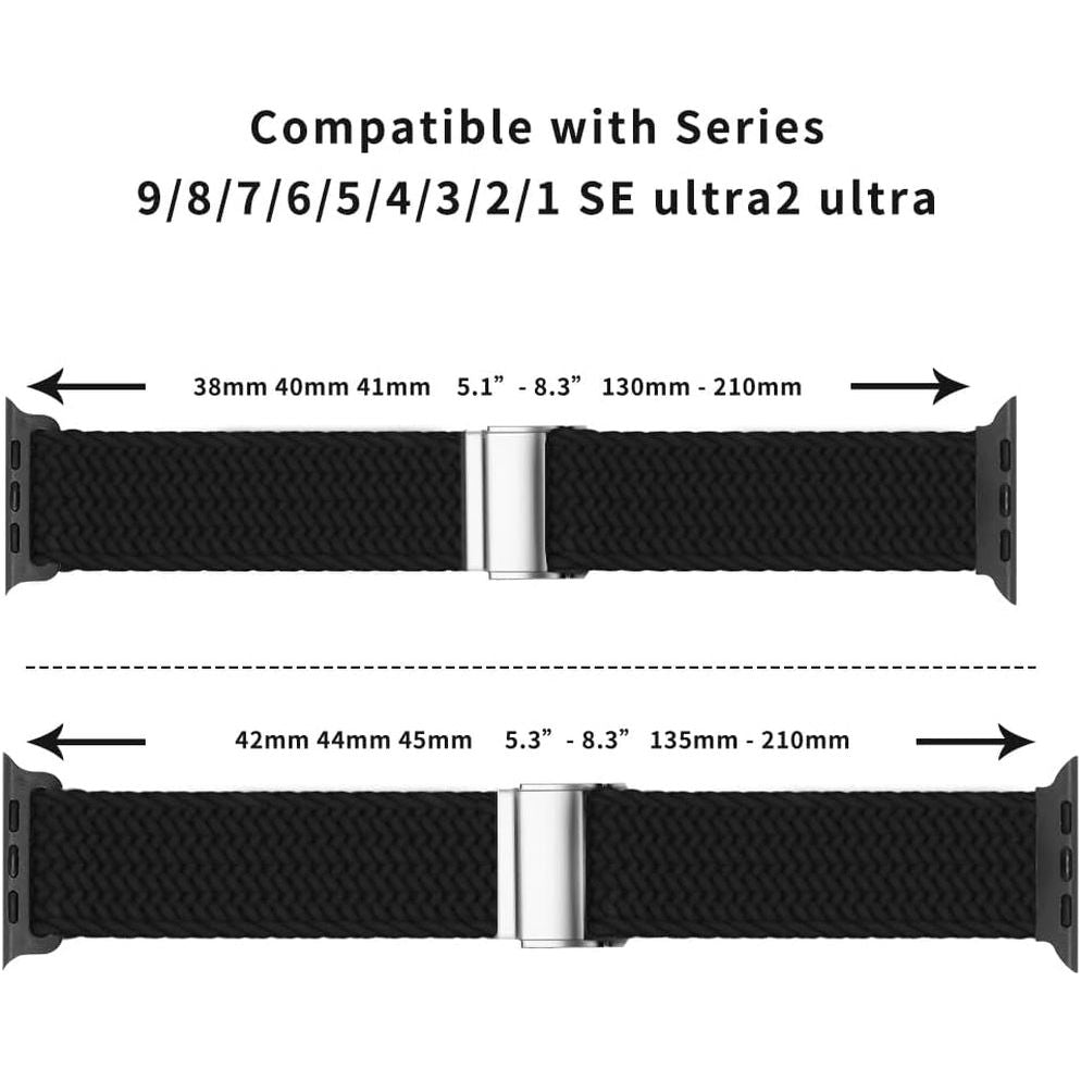 Compatible with Apple Watch Strap Band 49Mm 46Mm 45Mm 44Mm 42Mm Braided Band Replacement Bands Adjustable Stretchable Elastics Sport Wristband for Iwatch Ultra2 Ultra Series10/9/8/7/6/Se/5/4/3/2/1