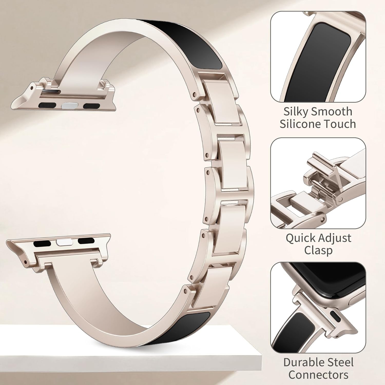 Bracelets Band for Apple Watch Band 42Mm (Series 10) 41Mm 40Mm 38Mm, Iwatch Band for Apple Smart Watch Bands, for Apple Watch Strap for Apple Watch Series 10 Se 9 8 7 6 5 4 3 2 1-Starlight
