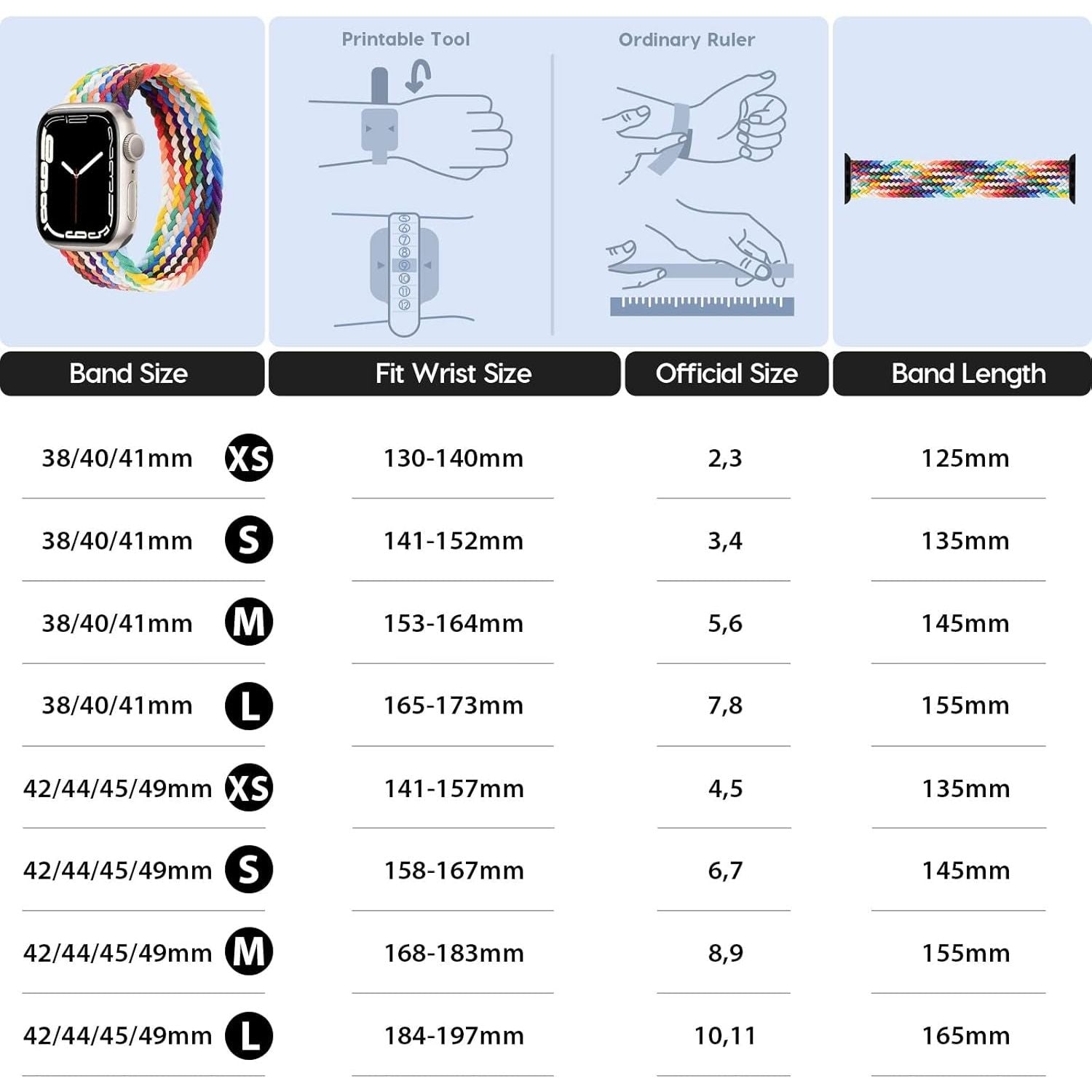 Lace Braided Solo Loop Compatible with Apple Watch Band 38 40 41 42Mm 44 45 46 49Mm for Men Women, Stretchy Nylon Elastic Sport Wristband for Iwatch Series Ultra1/2 SE 1/2 10 9 8 7 6 5 4 3 2 1