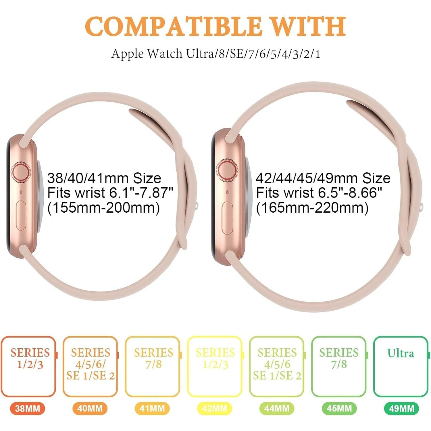 6 Pack Sports Watch Band for Apple Watch 49Mm 46Mm 45Mm 44Mm 42Mm 41Mm 40Mm 38Mm Soft Silicone Waterproof Straps Women Men Replacement Strap for Iwatch Series 10 9 8 7 6 5 4 3 2 1 SE Ultra2/1