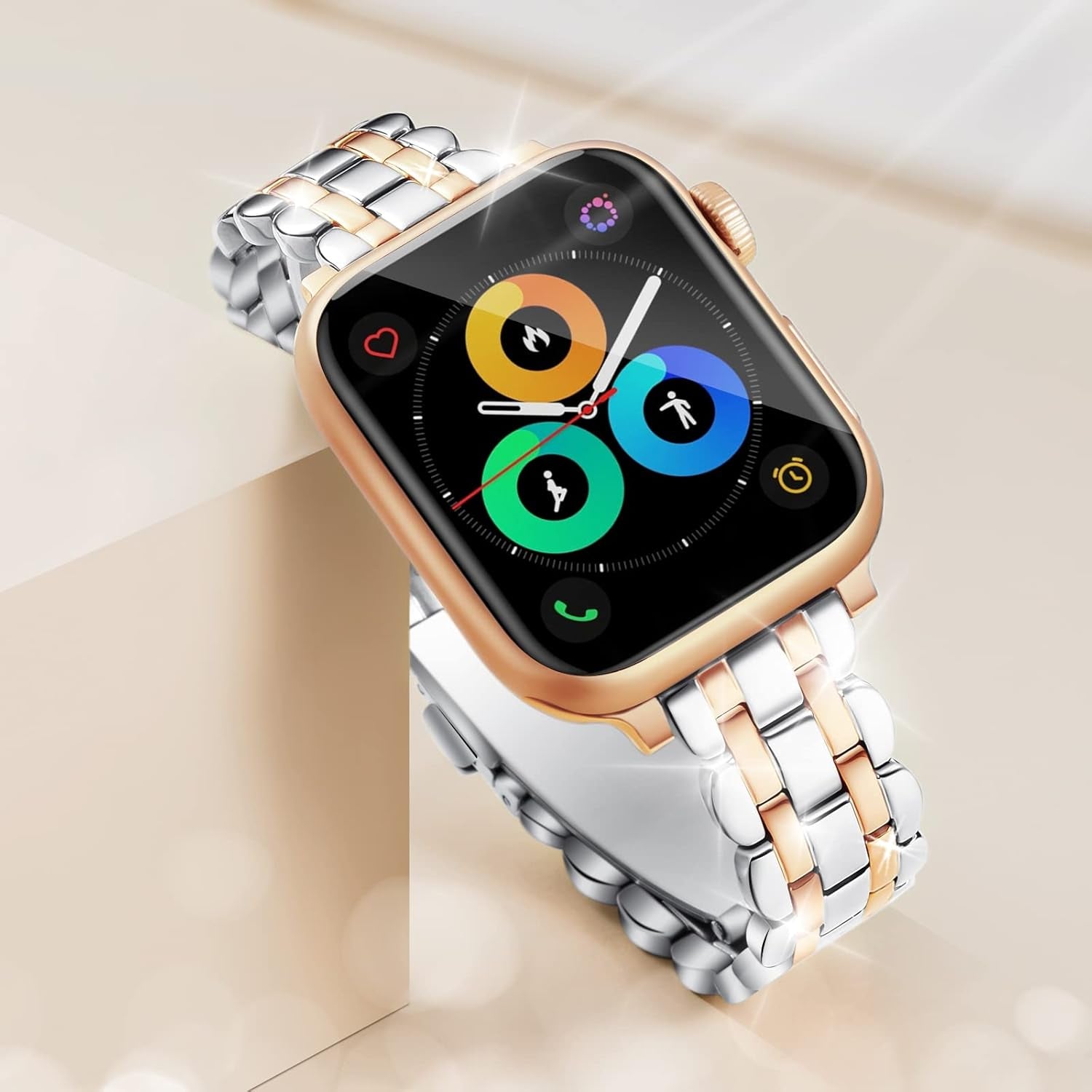 Watch Band for Apple Watch Women Bands 38Mm 40Mm 41Mm 42Mm 44Mm 45Mm 49Mm, Metal Thin Stainless Steel Dressy Iwatch Band Adjustable Strap for Series Ultra 8 7 6 5 4 3 2 SE 1