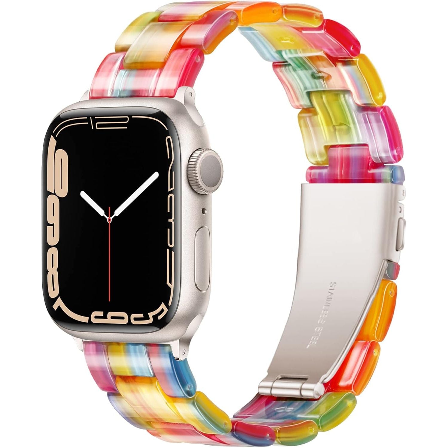 Compatible with Apple Watch Band 42Mm(Series 10) 41Mm 40Mm 38Mm, Adjustable Iwatch Strap with Stainless Steel Buckle for Apple Watch Series 10 9 8 7 6 SE 5 4 3 2 1(Tortoise Flower Starlight)
