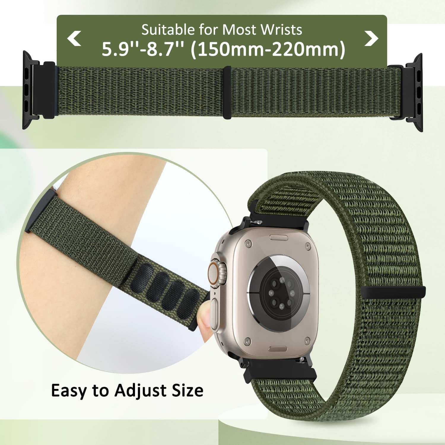 Sport Bands Compatible with Apple Watch Band 38Mm 40Mm 41Mm 42Mm 44Mm 45Mm 49Mm 46Mm,Nylon Breathable Strap Compatible with Iwatch Apple Watch Series 10 9 Ultra 8 7 6 5 4 3 2 1 SE Women Men