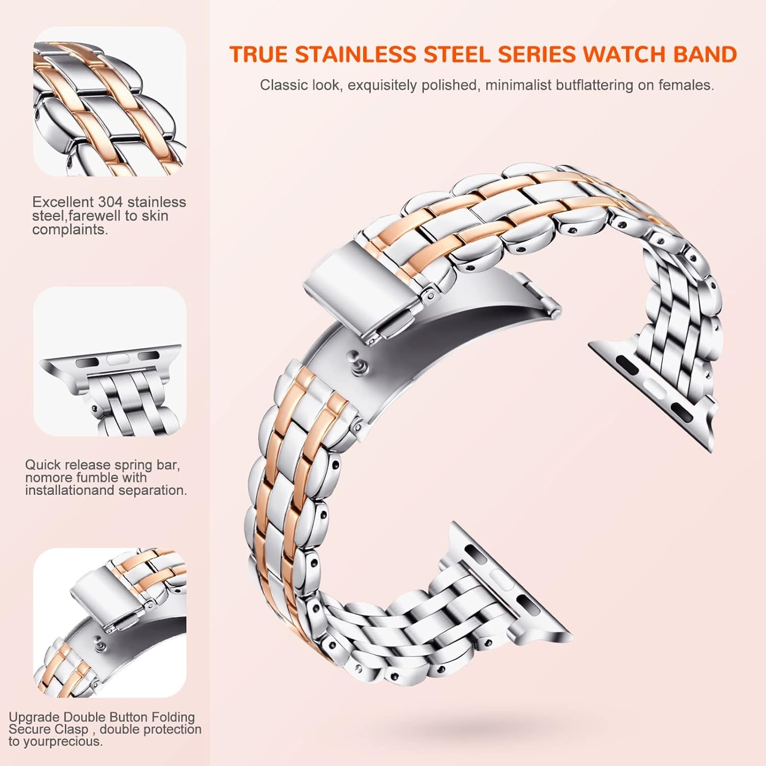 Watch Band for Apple Watch Women Bands 38Mm 40Mm 41Mm 42Mm 44Mm 45Mm 49Mm, Metal Thin Stainless Steel Dressy Iwatch Band Adjustable Strap for Series Ultra 8 7 6 5 4 3 2 SE 1