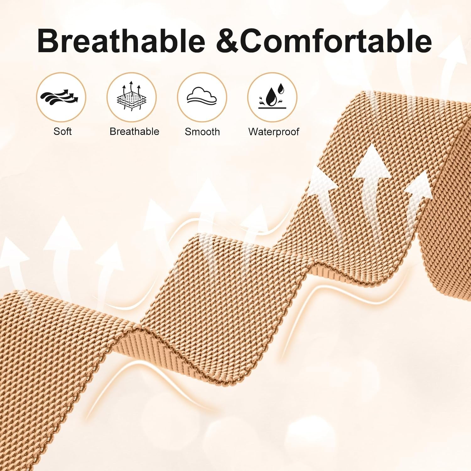 Metal Bands for Apple Watch Band 38Mm 40Mm 41Mm 42Mm Women Men, Soft Magnetic Stainless Steel Milanese Mesh Loop Replacement Strap for Iwatch Series 10/9/8/7/SE/6/5/4/3/2/1