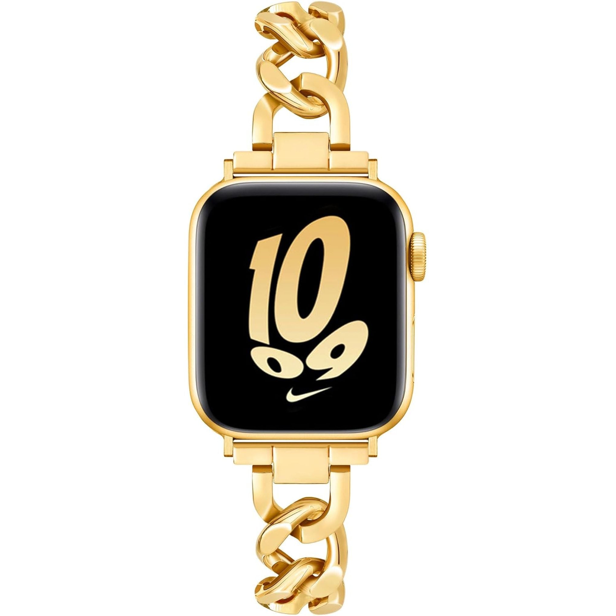 Compatible with Apple Watch 42Mm 41Mm 40Mm 38Mm, Cowboy Chain Metal Band for Iwatch Series 10 9 8 7 SE 6 5 4 3 2 1, Cool Slim Stainless Steel Apple Watch Bracelet for Women Girls (Gold)