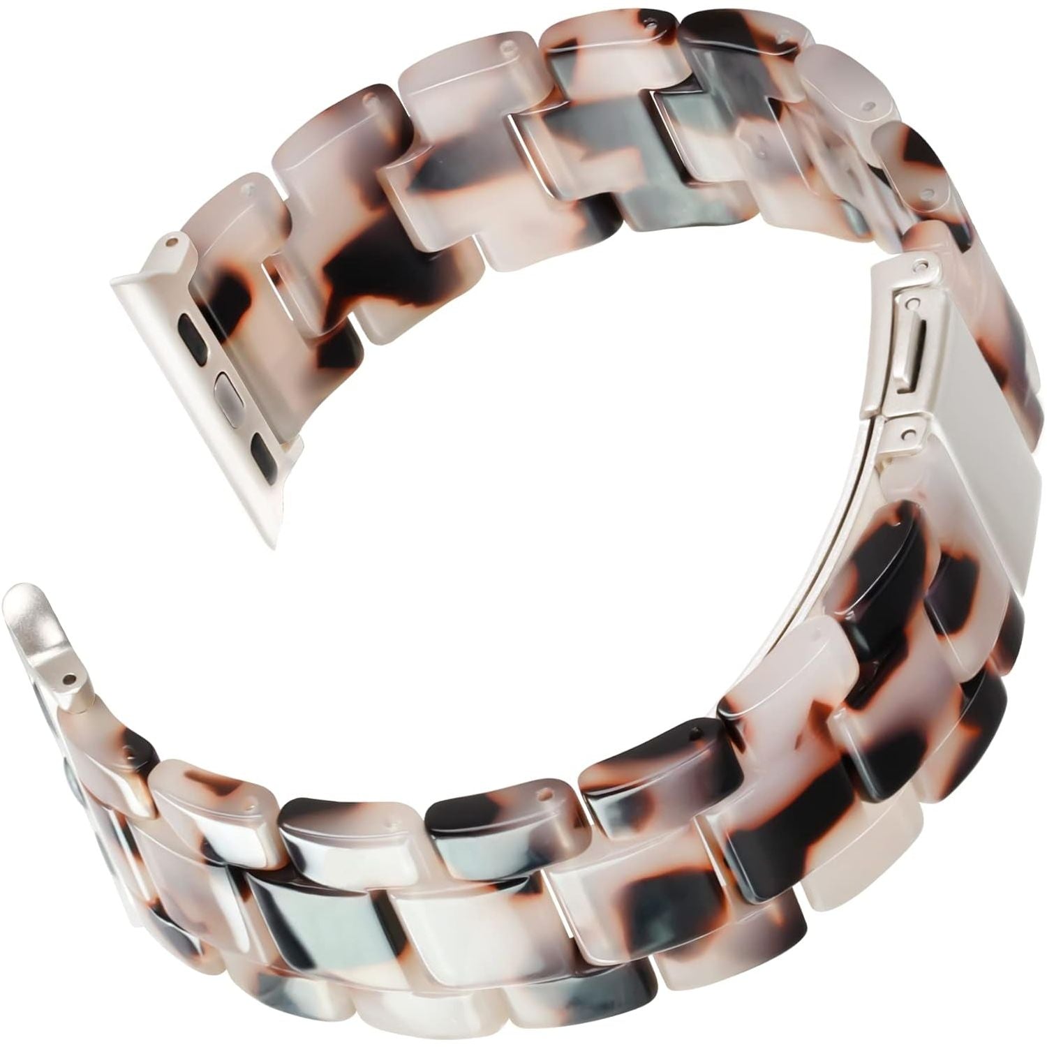 Compatible with Apple Watch Band 42Mm(Series 10) 41Mm 40Mm 38Mm, Adjustable Iwatch Strap with Stainless Steel Buckle for Apple Watch Series 10 9 8 7 6 SE 5 4 3 2 1(Tortoise Flower Starlight)