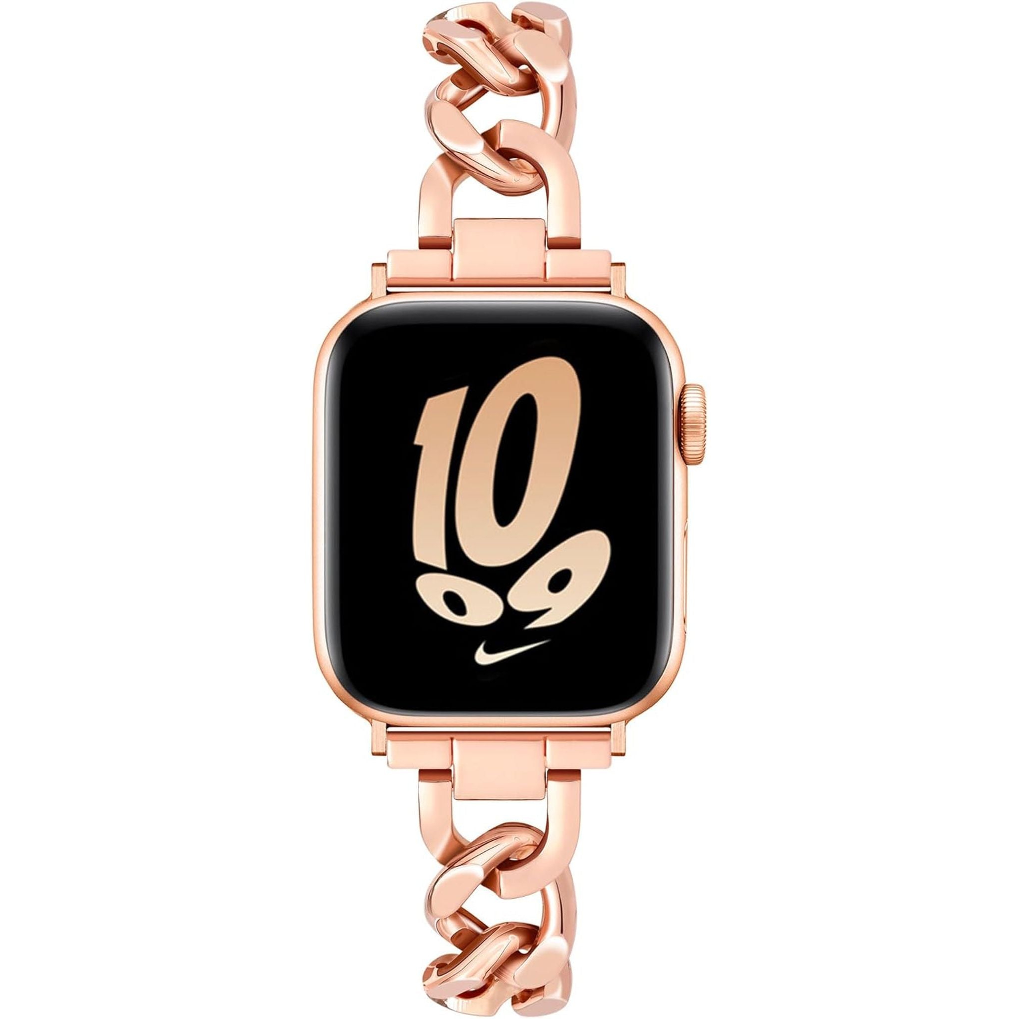 Compatible with Apple Watch 42Mm 41Mm 40Mm 38Mm, Cowboy Chain Metal Band for Iwatch Series 10 9 8 7 SE 6 5 4 3 2 1, Cool Slim Stainless Steel Apple Watch Bracelet for Women Girls (Gold)