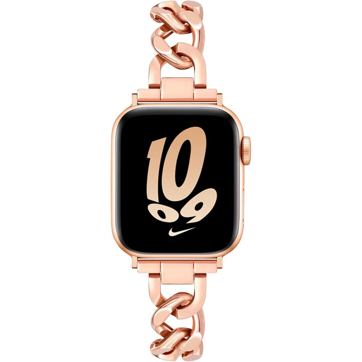 Compatible with Apple Watch 42Mm 41Mm 40Mm 38Mm, Cowboy Chain Metal Band for Iwatch Series 10 9 8 7 SE 6 5 4 3 2 1, Cool Slim Stainless Steel Apple Watch Bracelet for Women Girls (Gold)