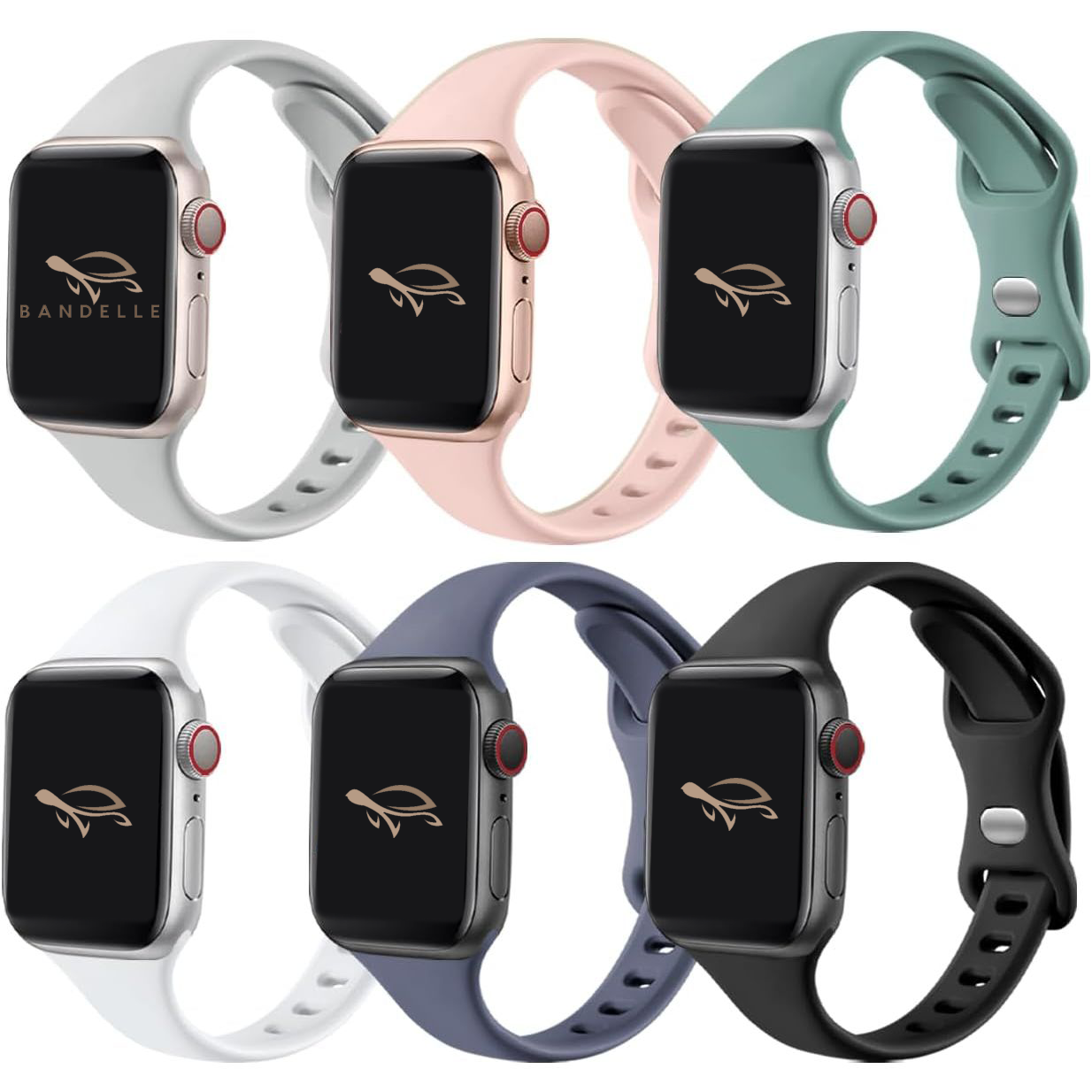 Bandelle 6 Pack Silicone Slim Bands