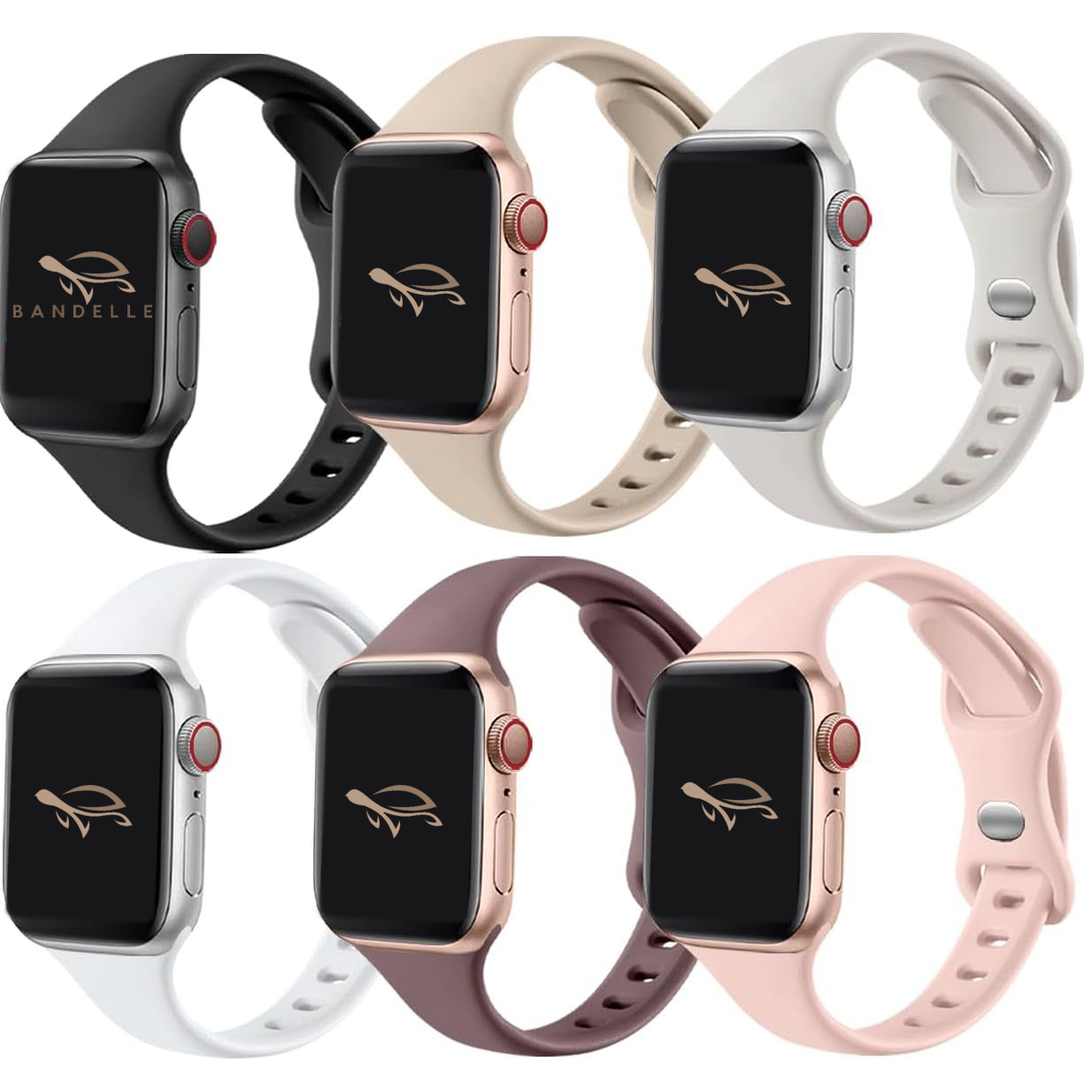Bandelle 6 Pack Silicone Slim Bands